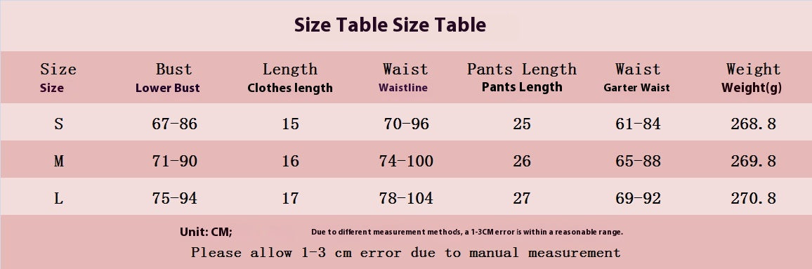 Lingerie disponibile in varie colorazioni S,M,L