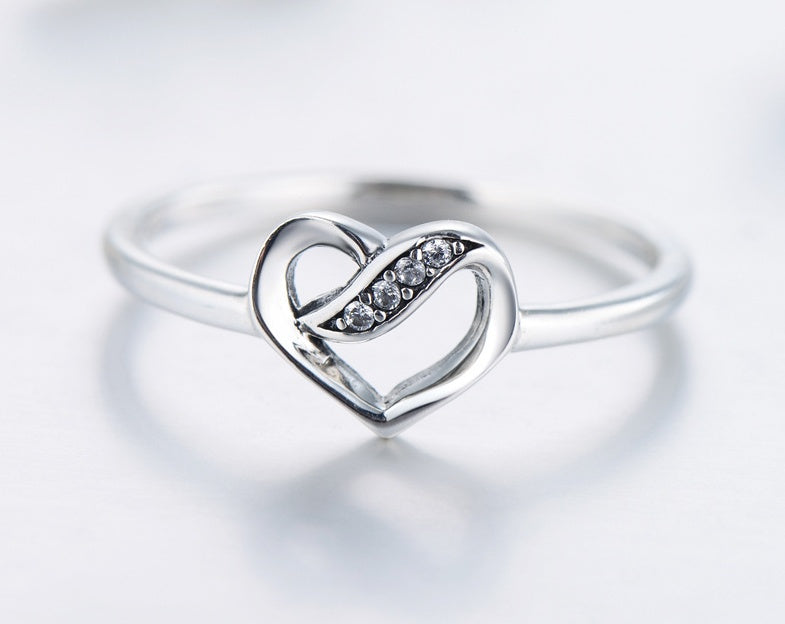 Anello a forma di cuore in argento Sterling S925