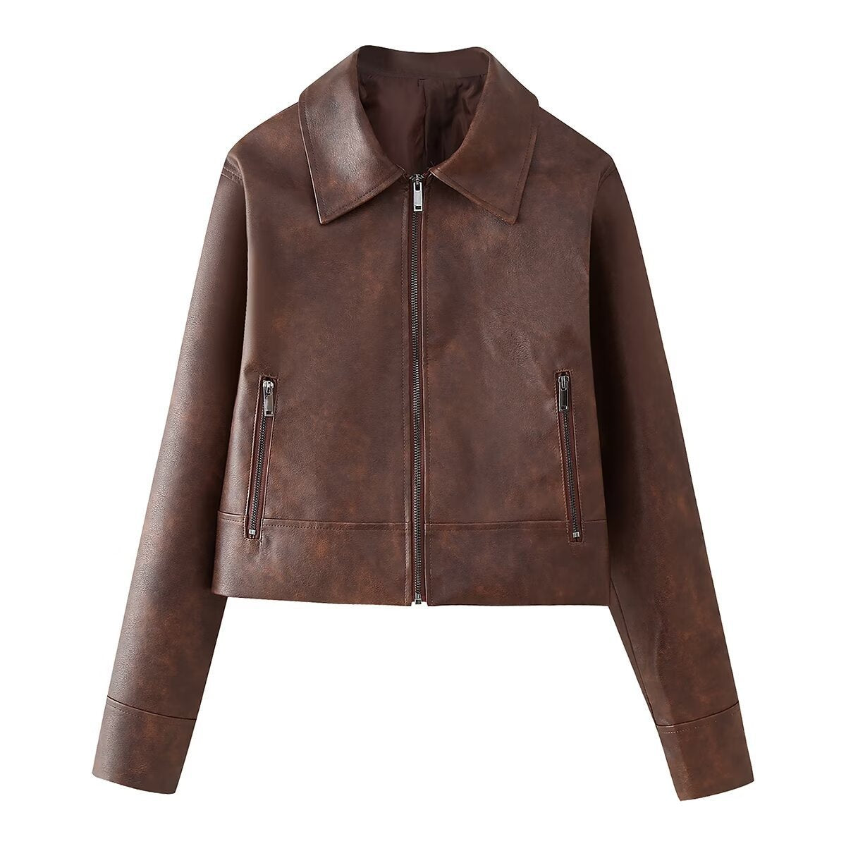 Giacca e gonna in pelle color castano