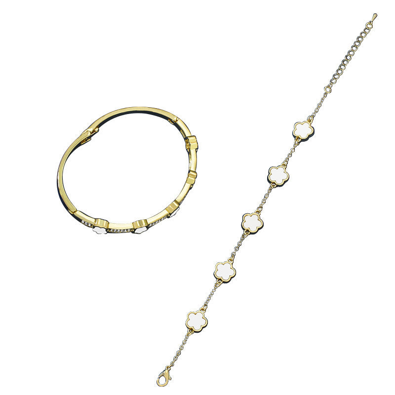 Bigiotteria- braccialetto da due pezzi con fiore a cinque petali