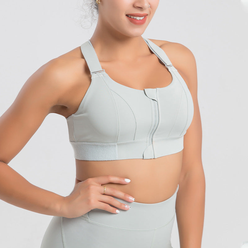 Reggiseno push-up sportivo senza cuciture con cerniera frontale, senza ferretto