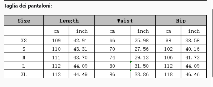 Completo tre pezzi XS,S,M,L,XL