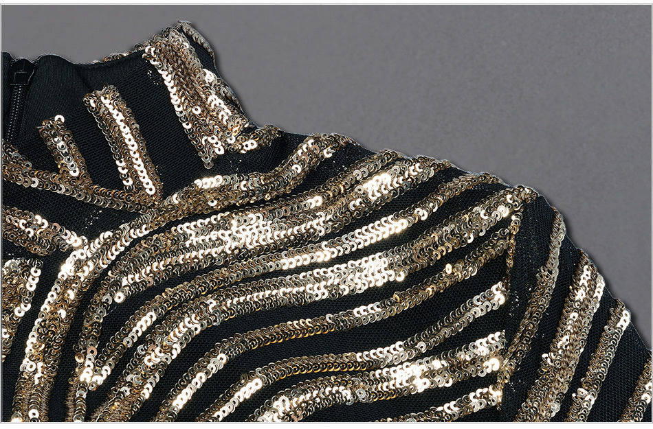 Sexy Dress Animalier con paillettes nere e dorate