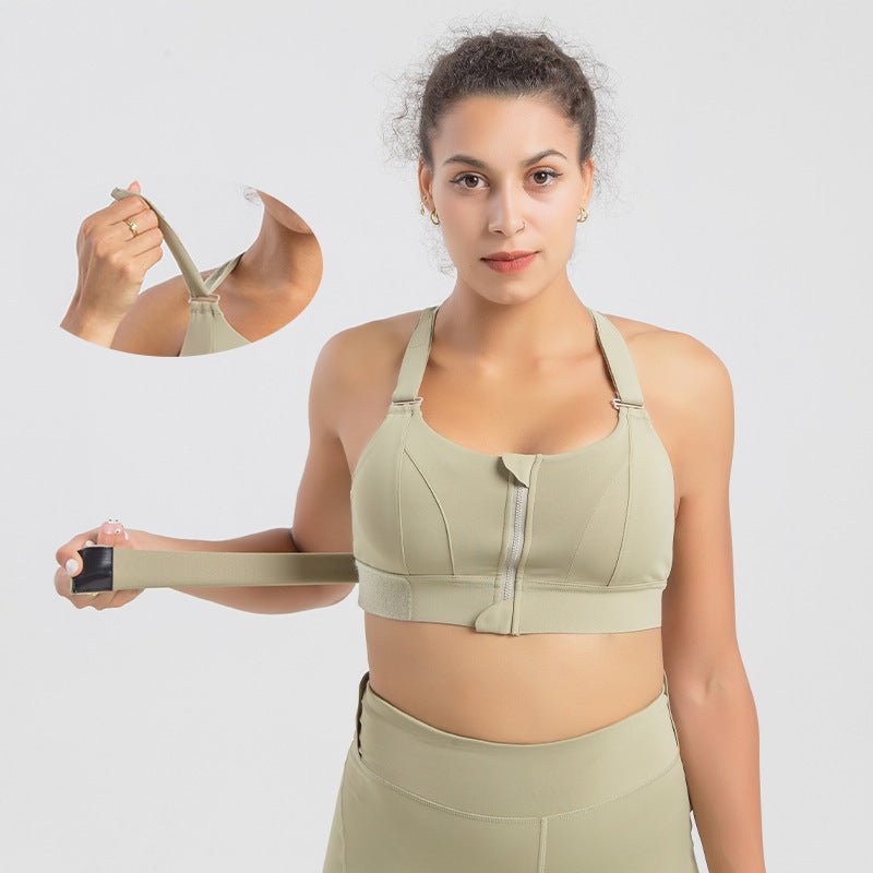 Reggiseno push-up sportivo senza cuciture con cerniera frontale, senza ferretto