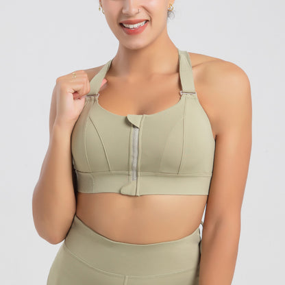 Reggiseno push-up sportivo  senza cuciture con cerniera frontale, senza ferretto