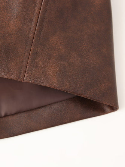 Giacca e gonna in pelle color castano S,M,L