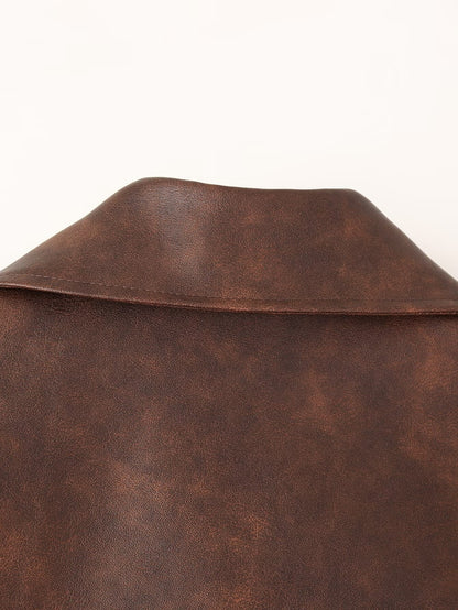 Giacca e gonna in pelle color castano S,M,L