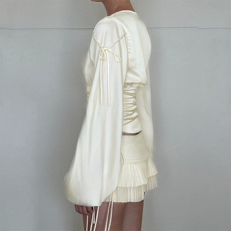 Camicia a maniche lunghe in raso elasticizzato