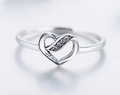 Anello  a forma di cuore in argento Sterling S925