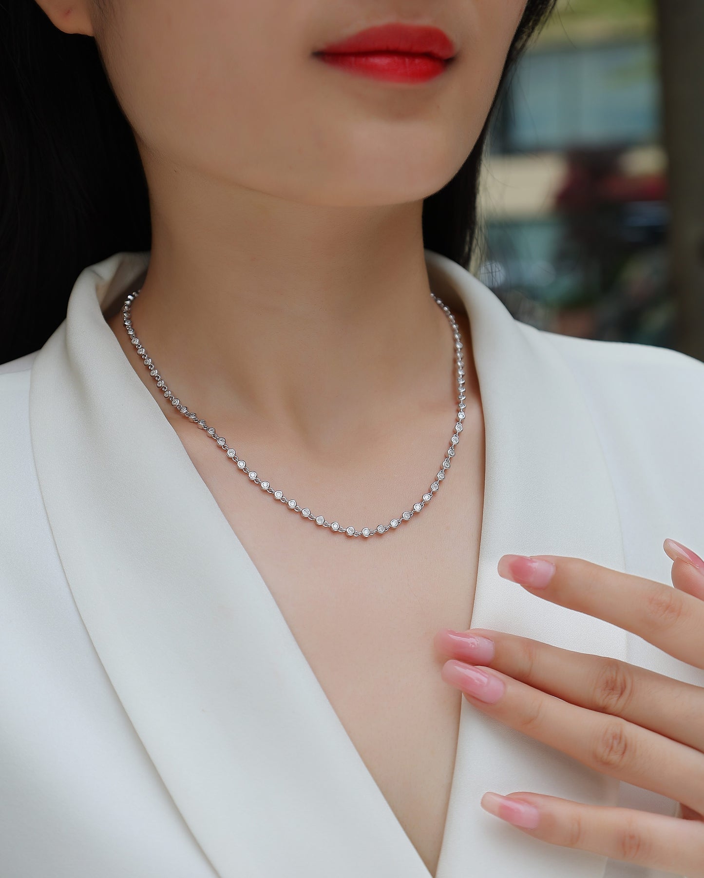 pendente con moissanite in argento sterling S925 e placcatura in platino, spedizione solo in USA