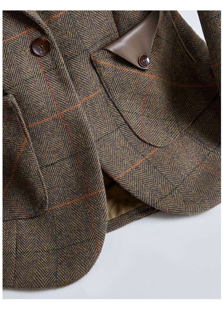 Blazer raffinato con colletto in pelle S,M,L,XL,2XL,3XL,4XL