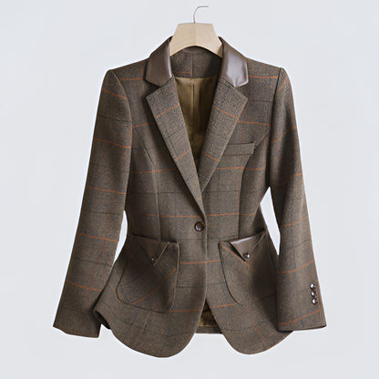 Blazer raffinato con colletto in pelle S,M,L,XL,2XL,3XL,4XL