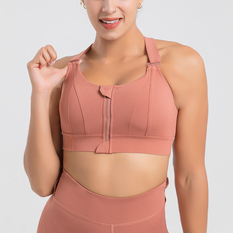 Reggiseno push-up sportivo  senza cuciture con cerniera frontale, senza ferretto