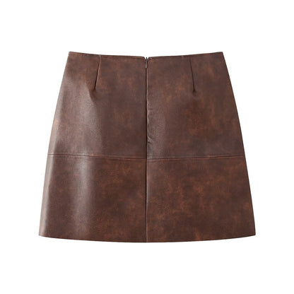 Giacca e gonna in pelle color castano S,M,L