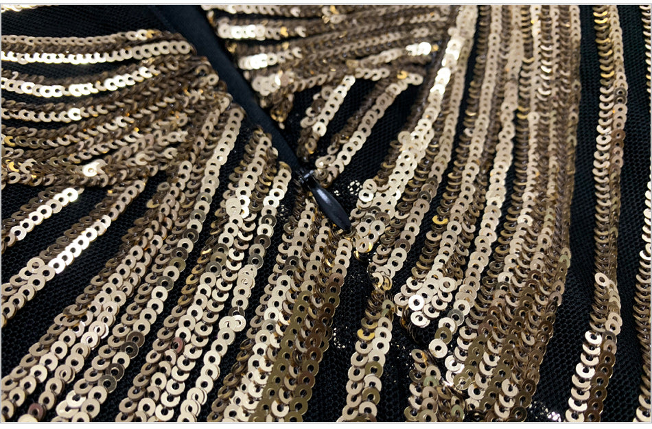 Sexy Dress Animalier con paillettes nere e dorate S,M,L,XL