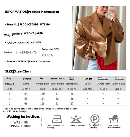 Giacca in pelle PU con colletto S,M,L