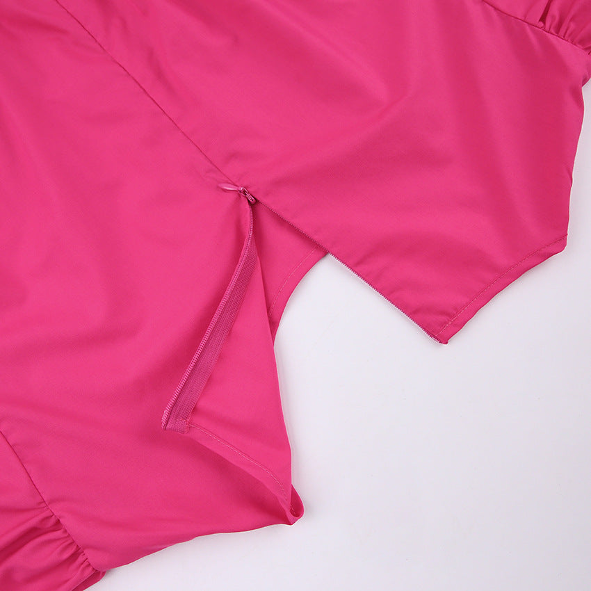 Abito con maniche a lanterna, disponibile in viola ametista , verde e rosa disponibile in varie colorazioni S,M,L