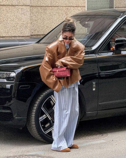 Giacca in pelle PU con colletto S,M,L