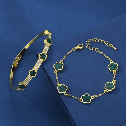 Bigiotteria- braccialetto da due pezzi con fiore a cinque petali