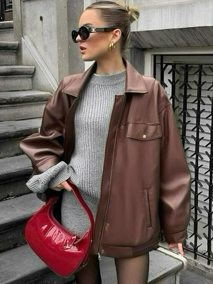 Giacca di pelle  da moto con risvolto a maniche lunghe disponibile in varie colorazioni S,M,L