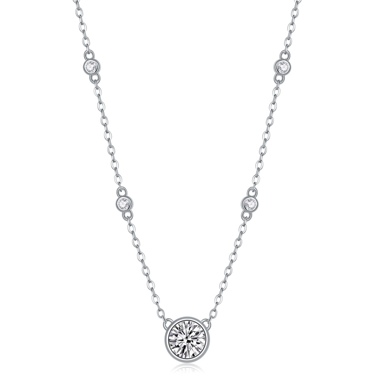 Un pendente  con diamante Moissan da 1 carato in argento sterling S925 e placcatura in platino Spedizione solo USA