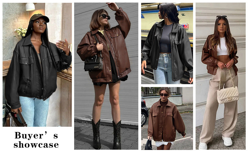 Giacca di pelle  da moto con risvolto a maniche lunghe disponibile in varie colorazioni S,M,L