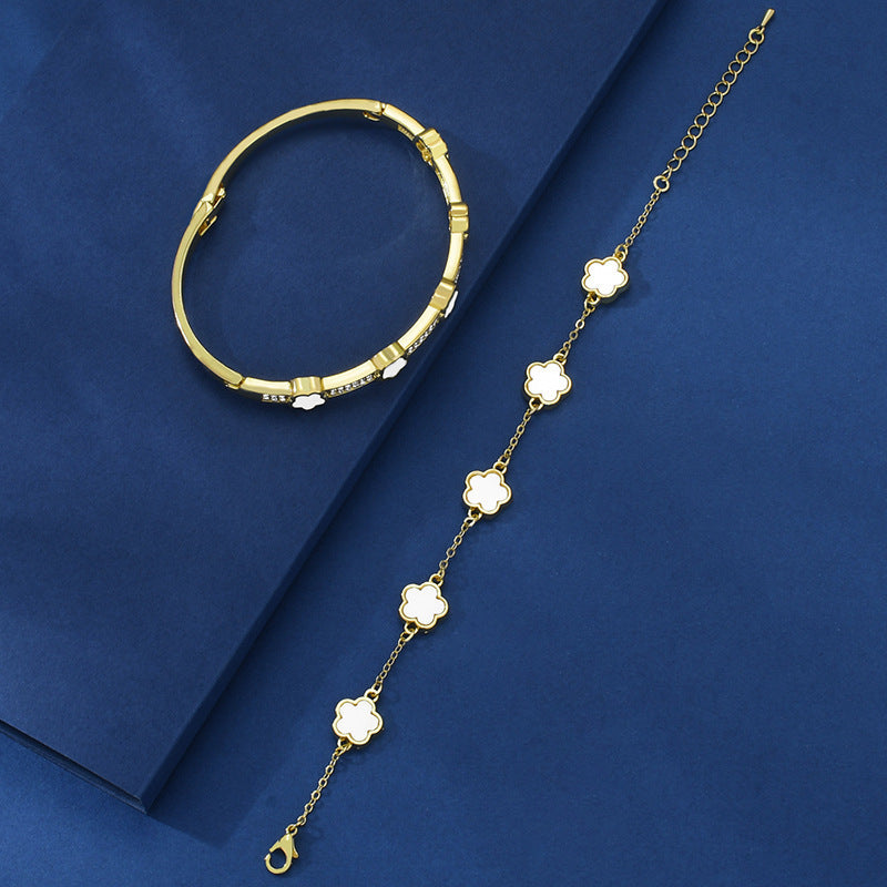 Bigiotteria- braccialetto da due pezzi con fiore a cinque petali