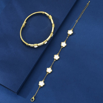 Bigiotteria- braccialetto da due pezzi con fiore a cinque petali