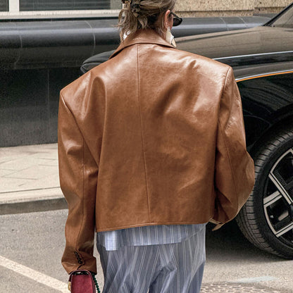 Giacca in pelle PU con colletto S,M,L