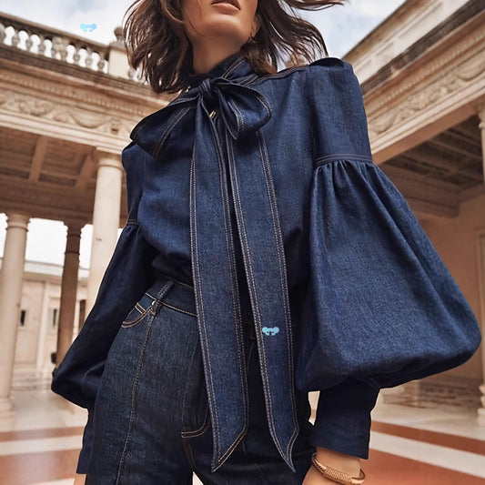 Camicia in Denim con Fiocco