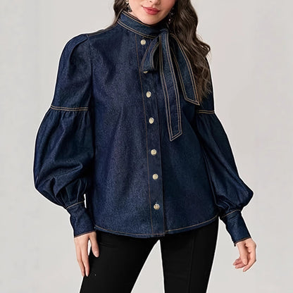 Camicia in Denim con Fiocco