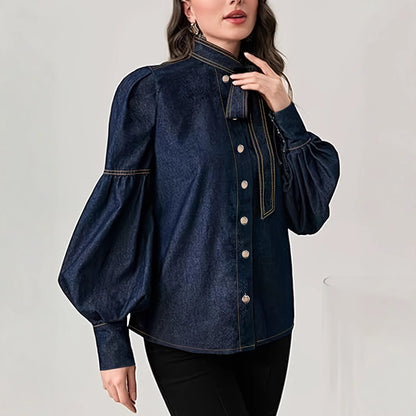 Camicia in Denim con Fiocco
