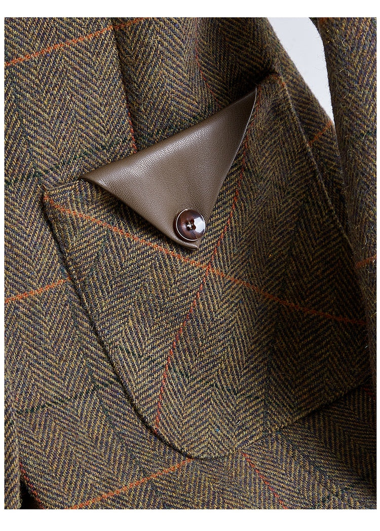 Blazer raffinato con colletto in pelle S,M,L,XL,2XL,3XL,4XL