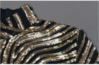 Sexy Dress Animalier con paillettes nere e dorate
