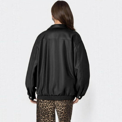 Giacca di pelle  da moto con risvolto a maniche lunghe disponibile in varie colorazioni S,M,L