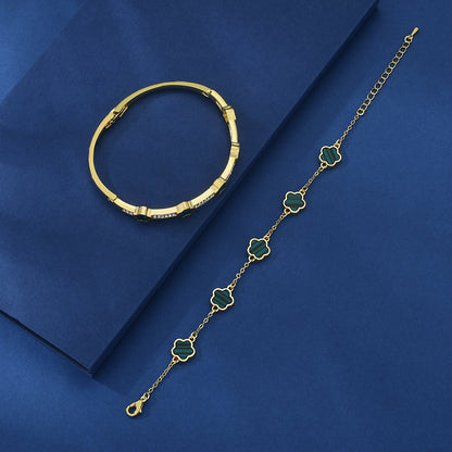 Bigiotteria- braccialetto da due pezzi con fiore a cinque petali