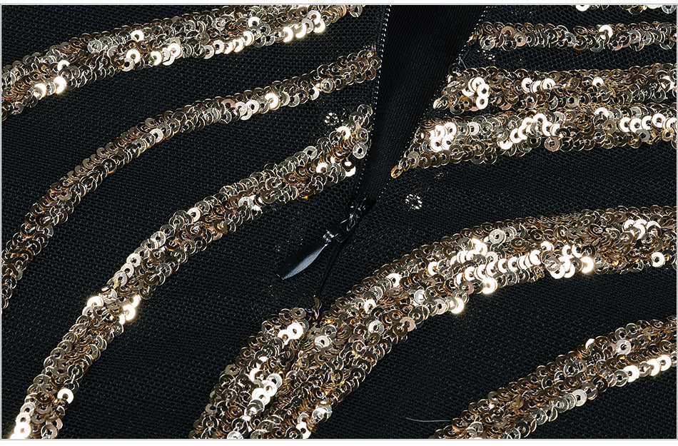 Sexy Dress Animalier con paillettes nere e dorate S,M,L,XL