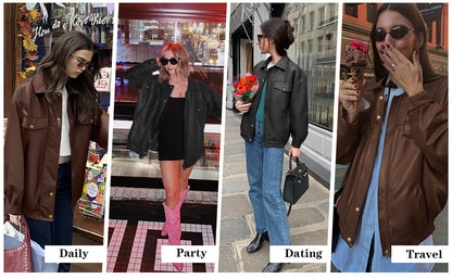 Giacca di pelle  da moto con risvolto a maniche lunghe disponibile in varie colorazioni S,M,L