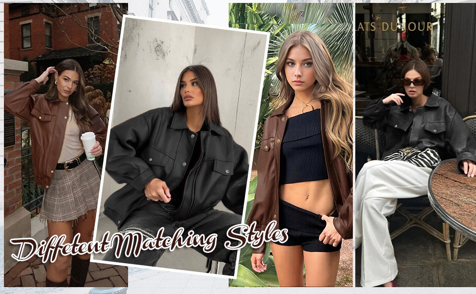 Giacca di pelle  da moto con risvolto a maniche lunghe disponibile in varie colorazioni S,M,L