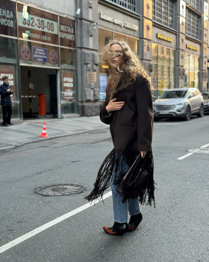 Cappotto di lana con nappe disponibile in varie colorazioni S,M,L