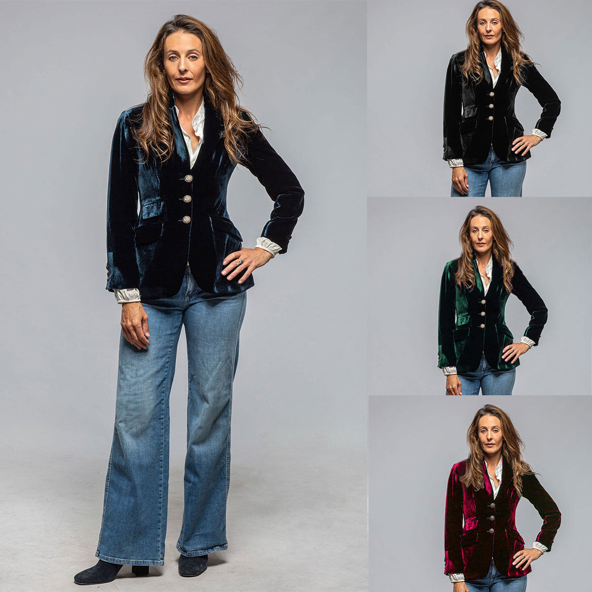 Giacca da abito retrò, vestibilità slim fit, in velluto con spacchi disponibile in varie colorazioni S,M,L,XL,2XL