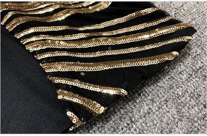 Sexy Dress Animalier con paillettes nere e dorate S,M,L,XL