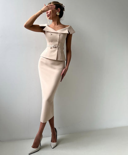 Completo Elegante, doppiopetto con gonna a tubino e vita controllata S,M,L,XL,2XL