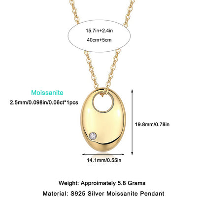 Collana con ciondolo di diamanti alla moda e alla moda, incastonata in argento sterling S925 con moissanite e placcatura in oro Spedizione  solo USA
