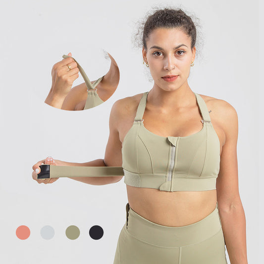 Reggiseno push-up sportivo  senza cuciture con cerniera frontale, senza ferretto