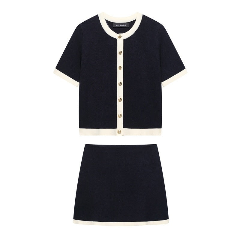 Completo classico, comodi, cappotto in maglia , minigonna lavorata a maglia, XS,S,M,L