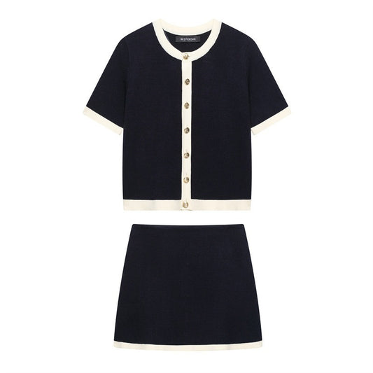 Completo classico, comodi, cappotto in maglia , minigonna lavorata a maglia, XS,S,M,L