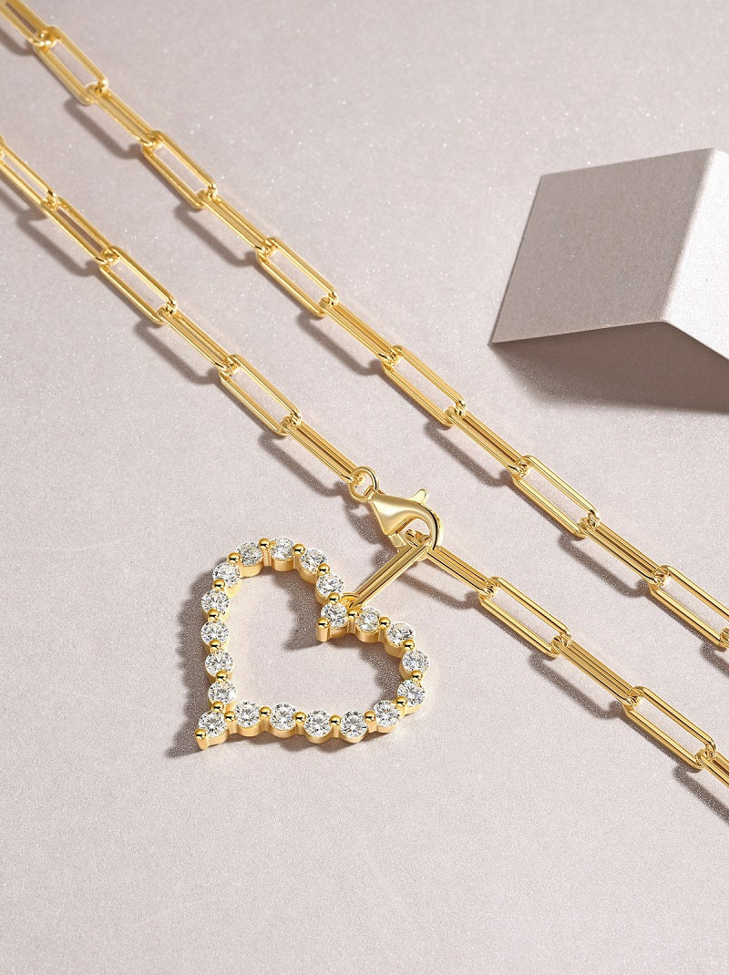 Gioiello con diamanti, in argento puro da 13 g, incastonati con piccola moissanite, argento sterling S925 e placcato oro  Spedizione solo in USA