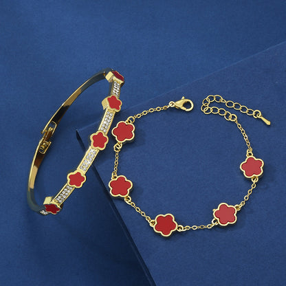 Bigiotteria- braccialetto da due pezzi con fiore a cinque petali