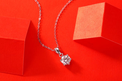 Collana, con diamanti Moissan da 1, 2 e 3 carati, in argento Sterling 925 e placcato in platino.  Spedizione solo USA